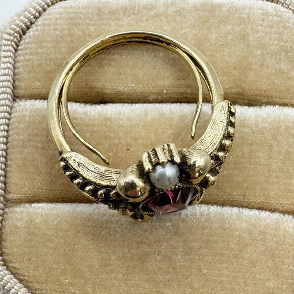 Vtg Avon Queensbury Purple Faux Amethyst Ring Victorian Revival Size 5-6.5 - Picture 12 of 14